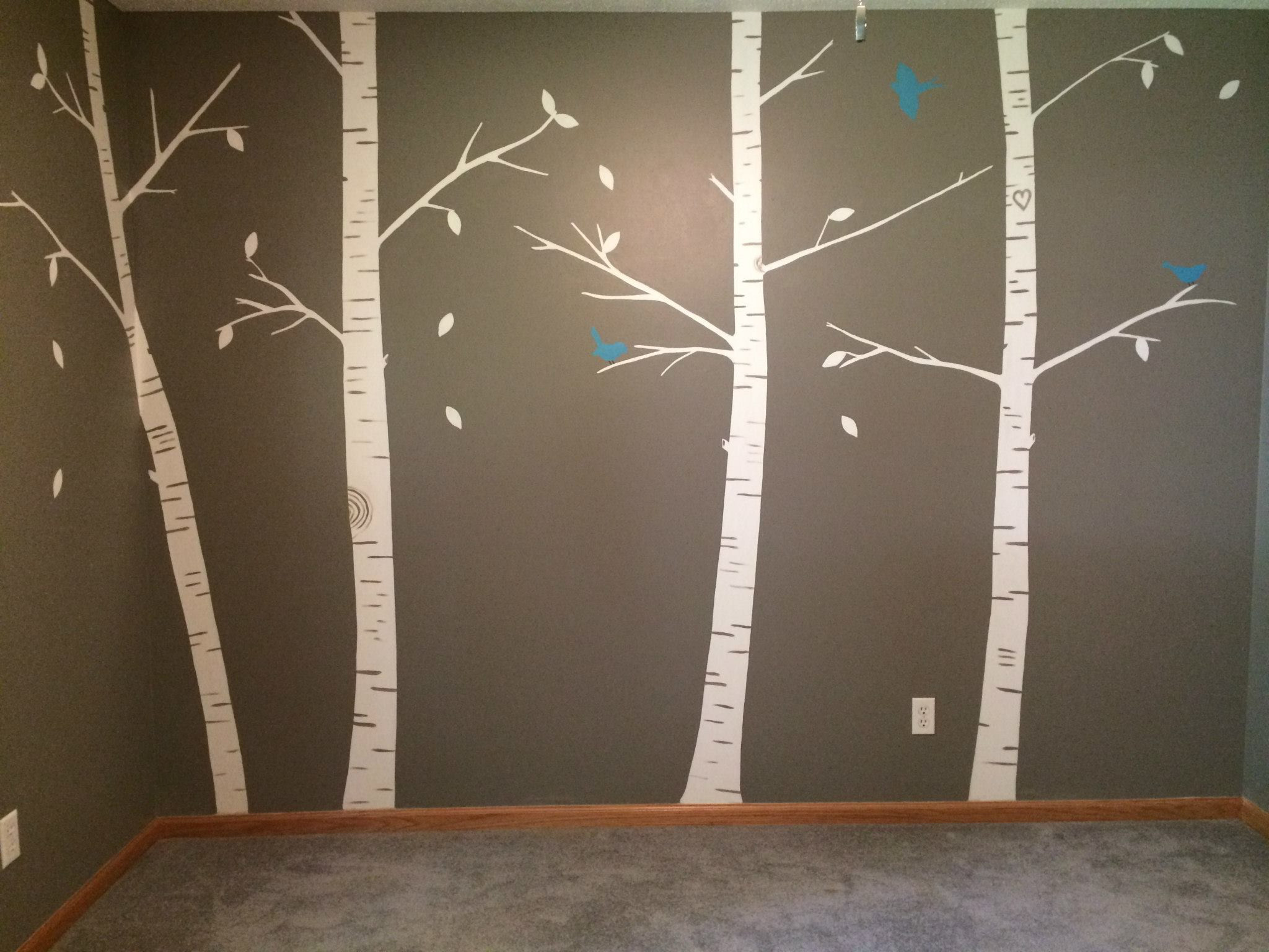 Birch Tree Hand Painted Nursery