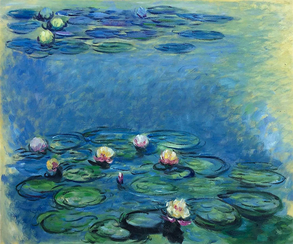 Water Lilies (Blue/Gray), Unframed loose canvas