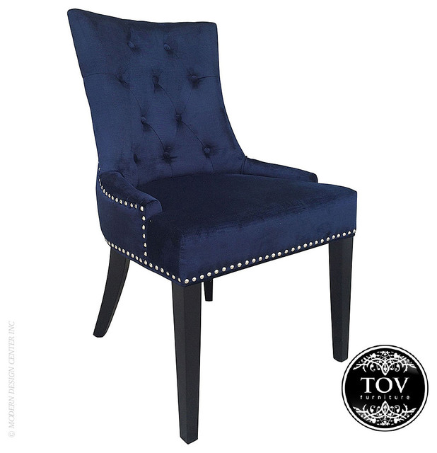 Uptown Navy Velvet Dining Chair By Tov Furniture Home Design Jpg