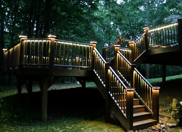 Deck with Rail Lighting american-traditional-veranda