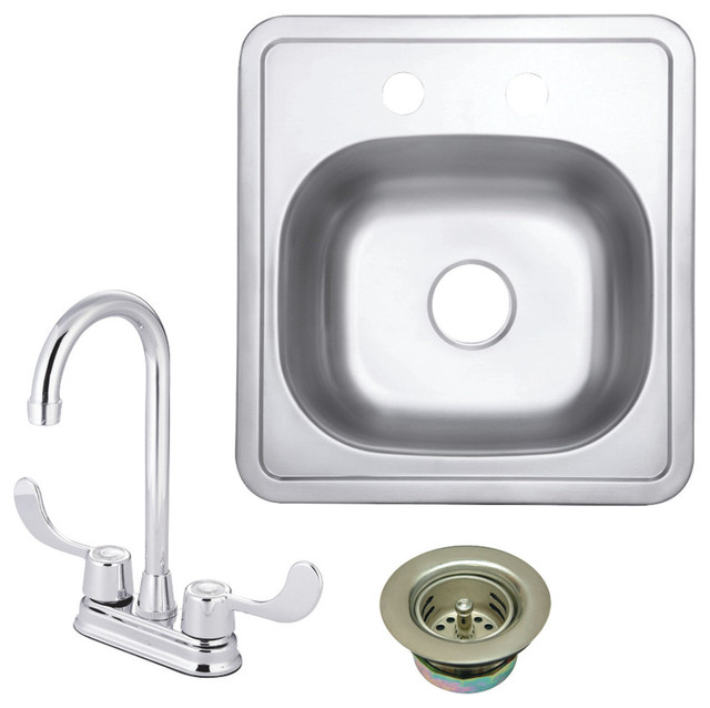 Kingston Brass Kz16156kb460ada Bar Sink And Faucet 3 In 1 Combo Brushed Nickel