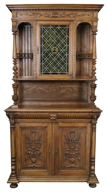 Consigned Buffet Mechelen Antique 1900 Carved Oak Traditional