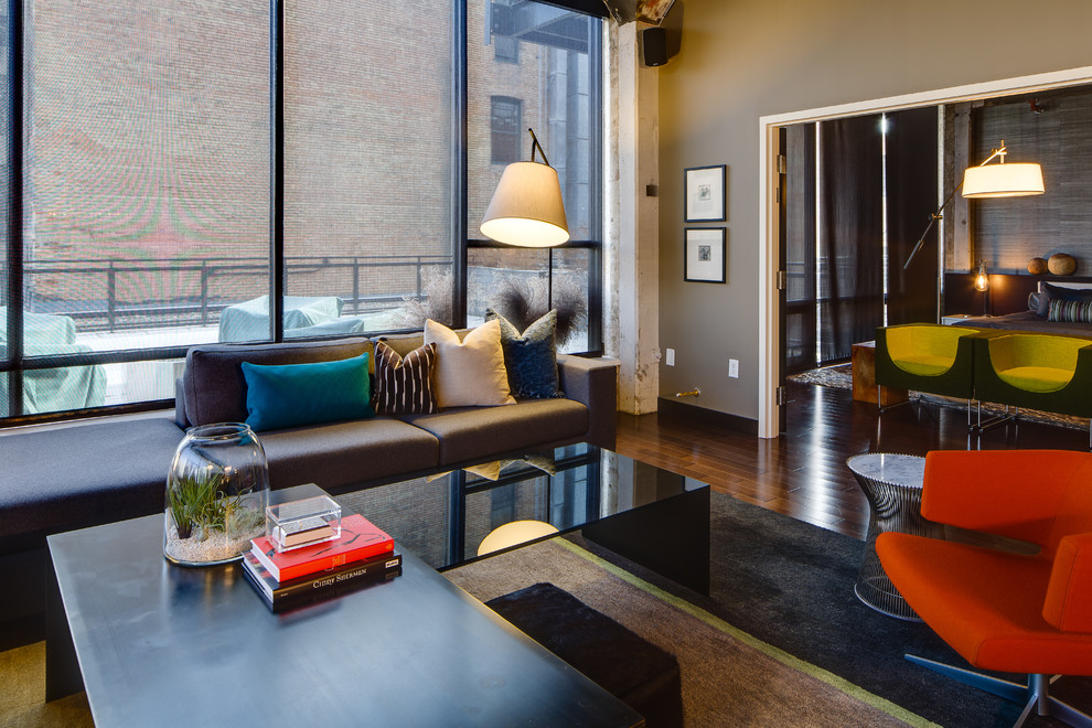 This is an example of an industrial living room in Minneapolis.