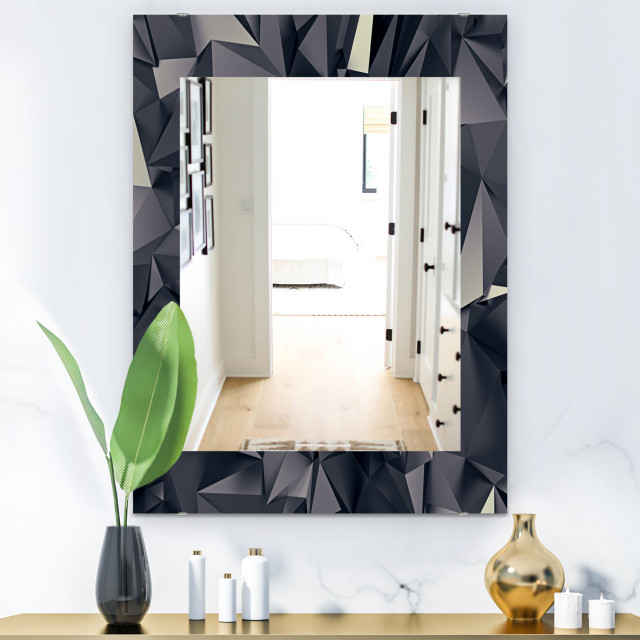 Designart Shades of Black Modern Frameless Wall Mirror, 28x40 ...