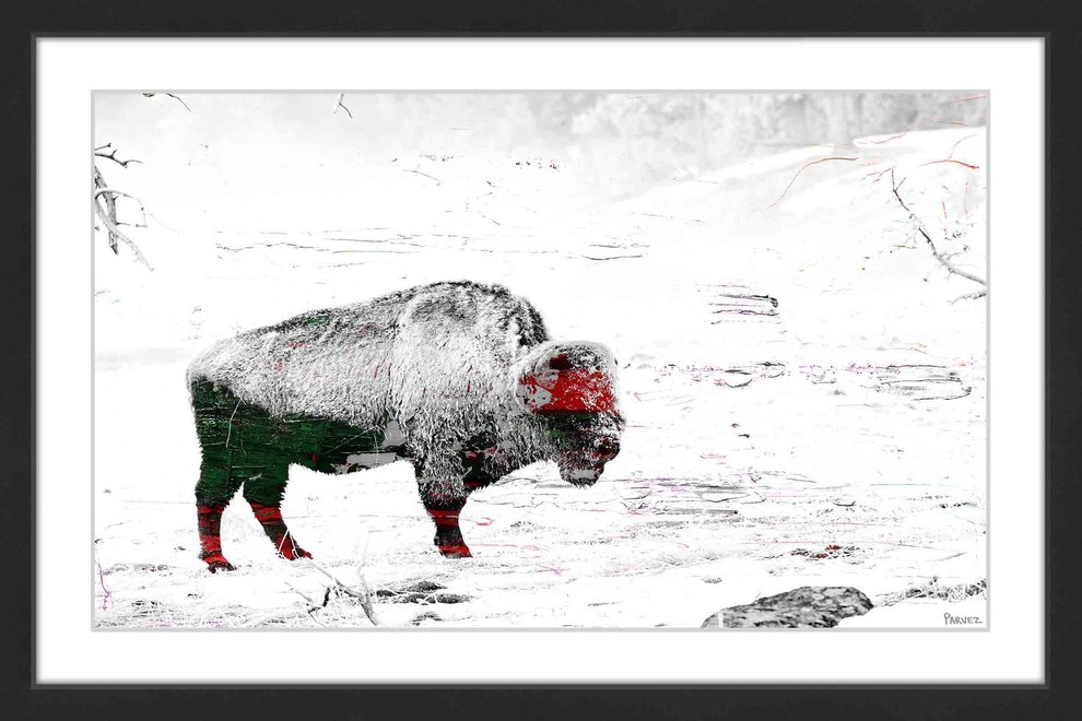 Parvez Taj "Lost Buffalo" Framed Painting Print, 18"x12"