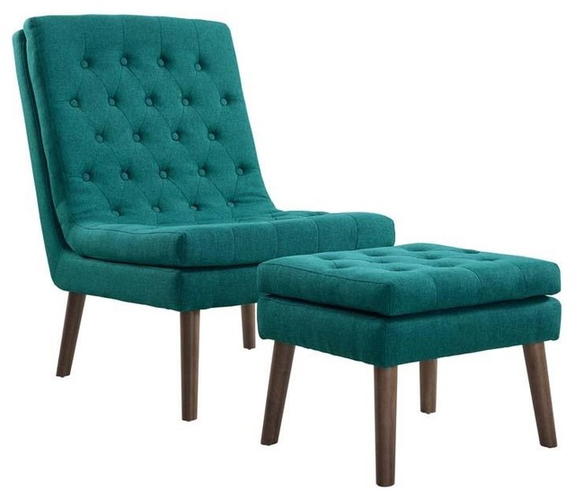 teal chair and ottoman