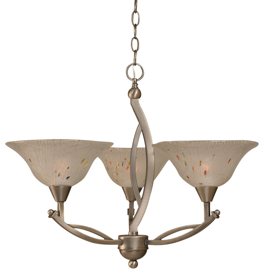 Toltec 273-BN-731 Brushed Nickel 3-Light Chandelier with 10" Frosted