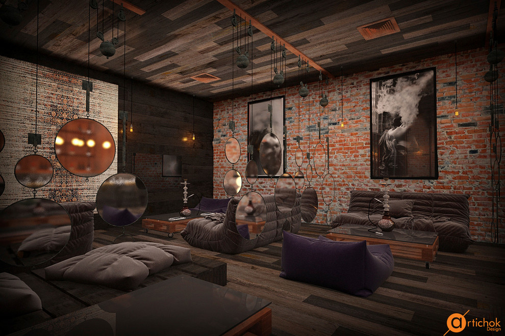 Дизайна ресторана в стиле лофт в темных тонах