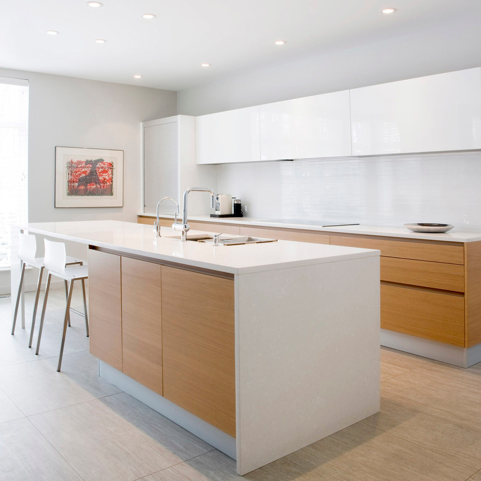 Design ideas for a modern galley kitchen in Montreal.