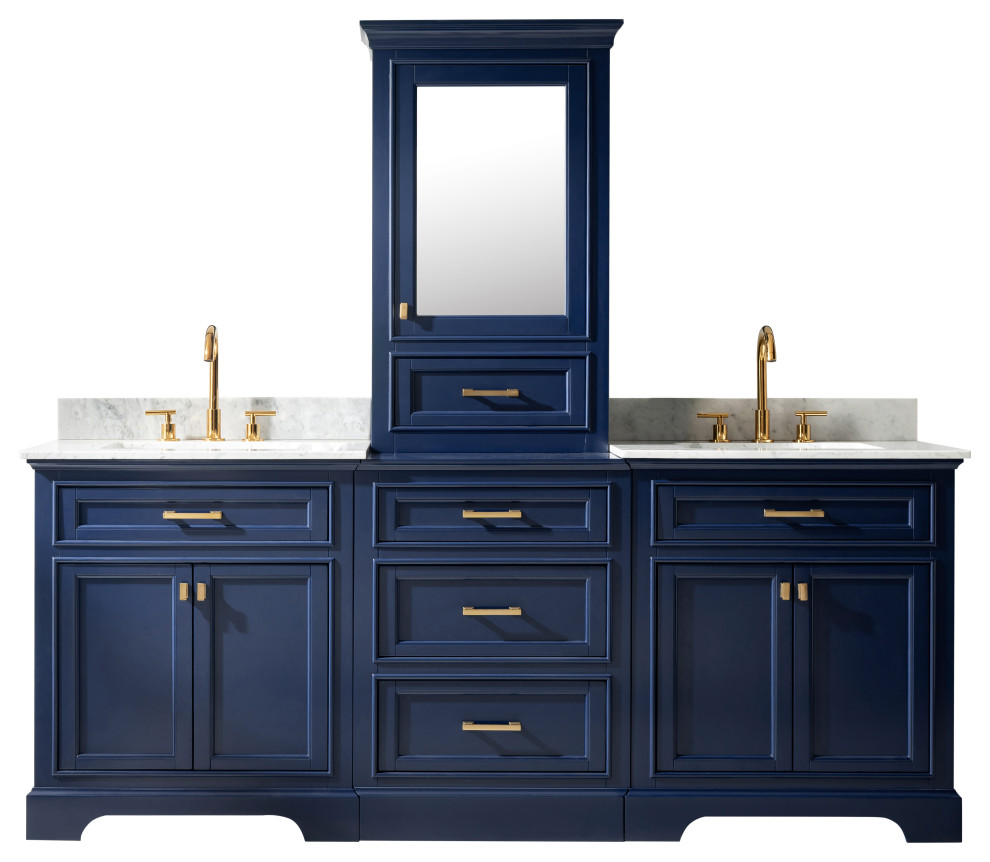 Milano 96" Double Sink Bathroom Vanity Modular Set Transitional