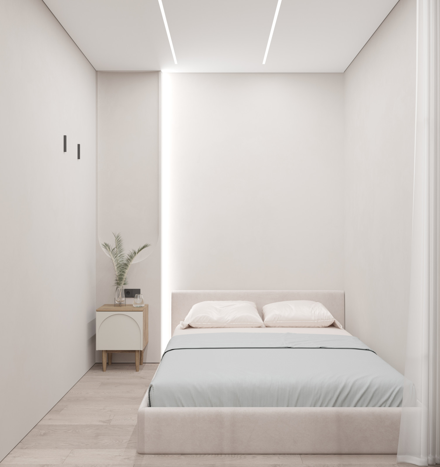 Стильная гостиная, совмещенная со спальней, в маленькой квартире.