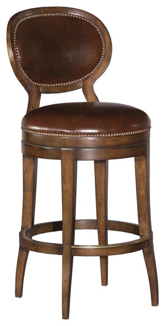 Bar Stool Woodbridge Oval Back Armless, Brown Leather Counter Stools With Backs