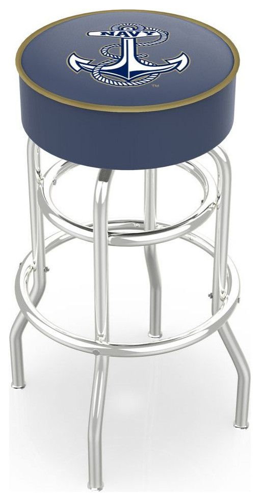 Holland L7C1 US Naval Academy NAVY 30" DoubleRing Bar Stool Chrome