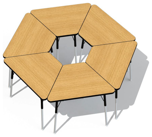 Berries Tall Trapezoid Desk, Blue/Black/All Black Contemporary