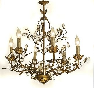 Wrought Iron Crystal Chandelier 6-Lights