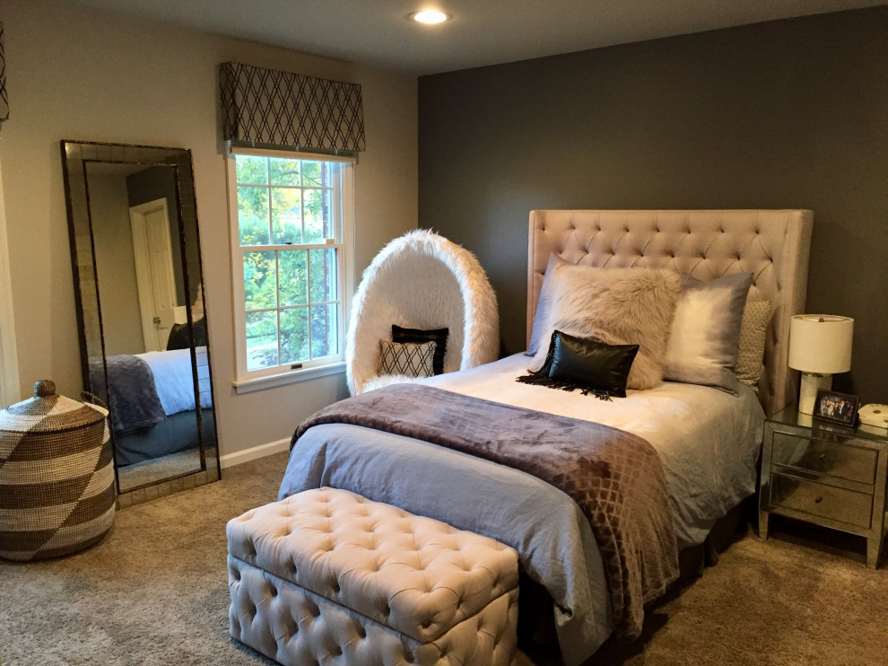 Modern Gray and Black Teen Girl Bedroom