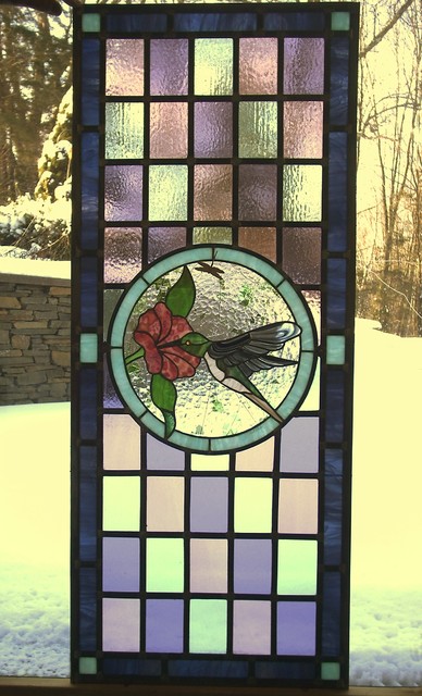 Hummingbird Panel eclectic-bathroom