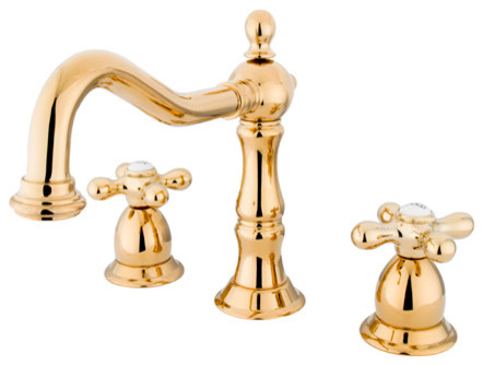 Two Handle 8" to 14" Widespread Lavatory Faucet with Brass Pop-up