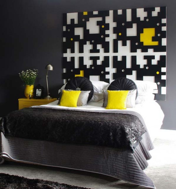 black and yellow bedroom - modern - bedroom - toronto -windsor