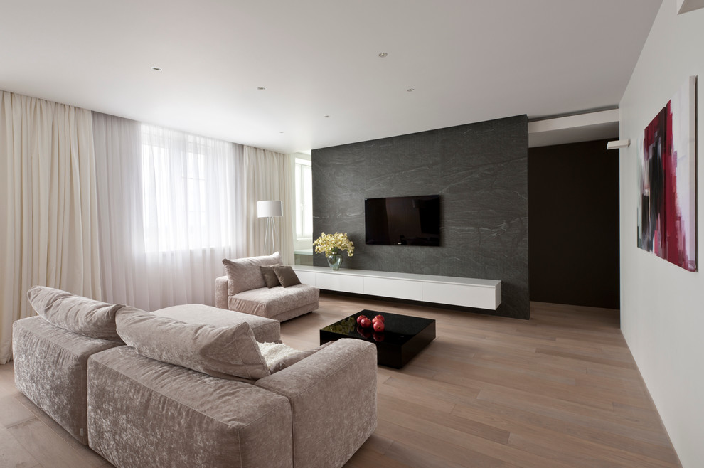 Design ideas for a contemporary living room in Moscow.