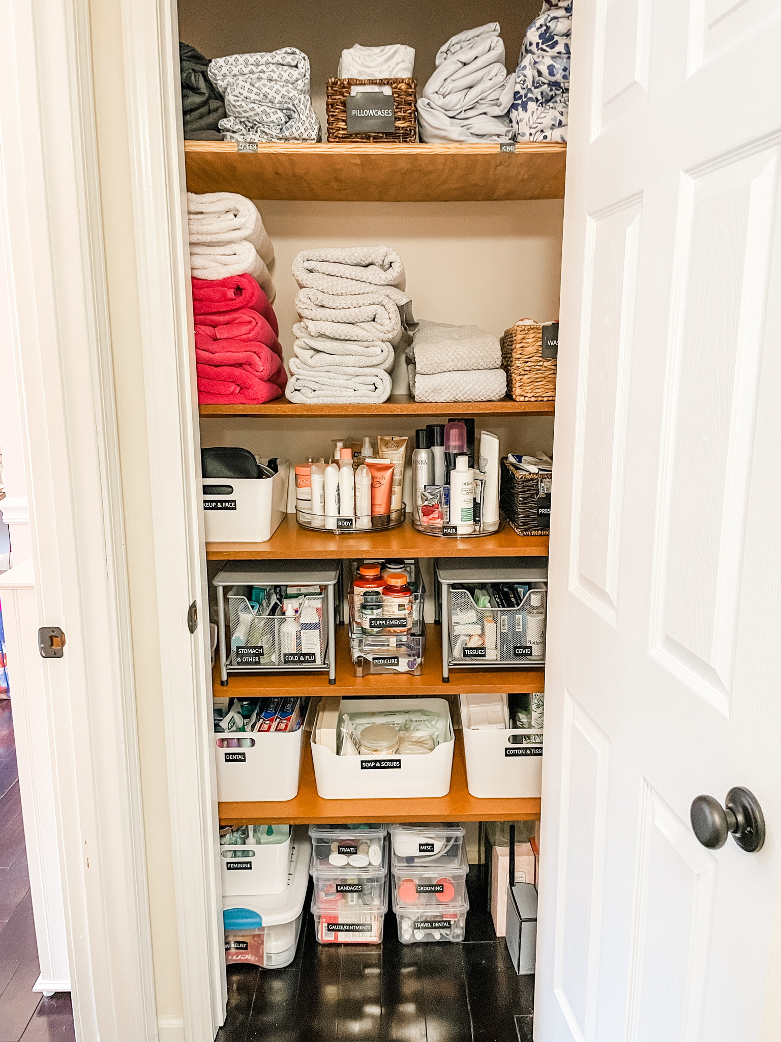 Organized bathroom closet