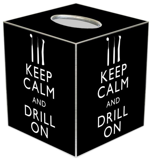 TB8396 Keep Calm and Drill On Dentist Tissue Box Cover Contemporary