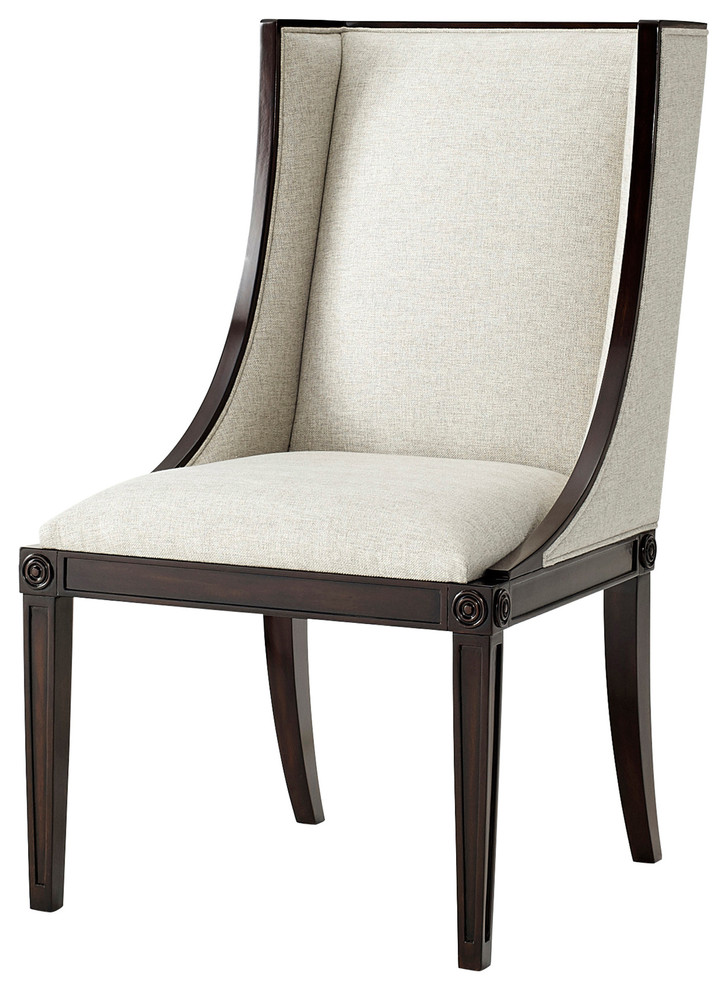 Boston Ebonised Mahogany Cream Wingback Side Chair Traditional
