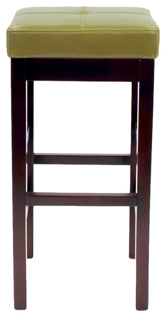 Valencia Backless Bicast Leather Bar Stool Transitional Valencia Backless Bicast Leather Bar Stool Wasabi
