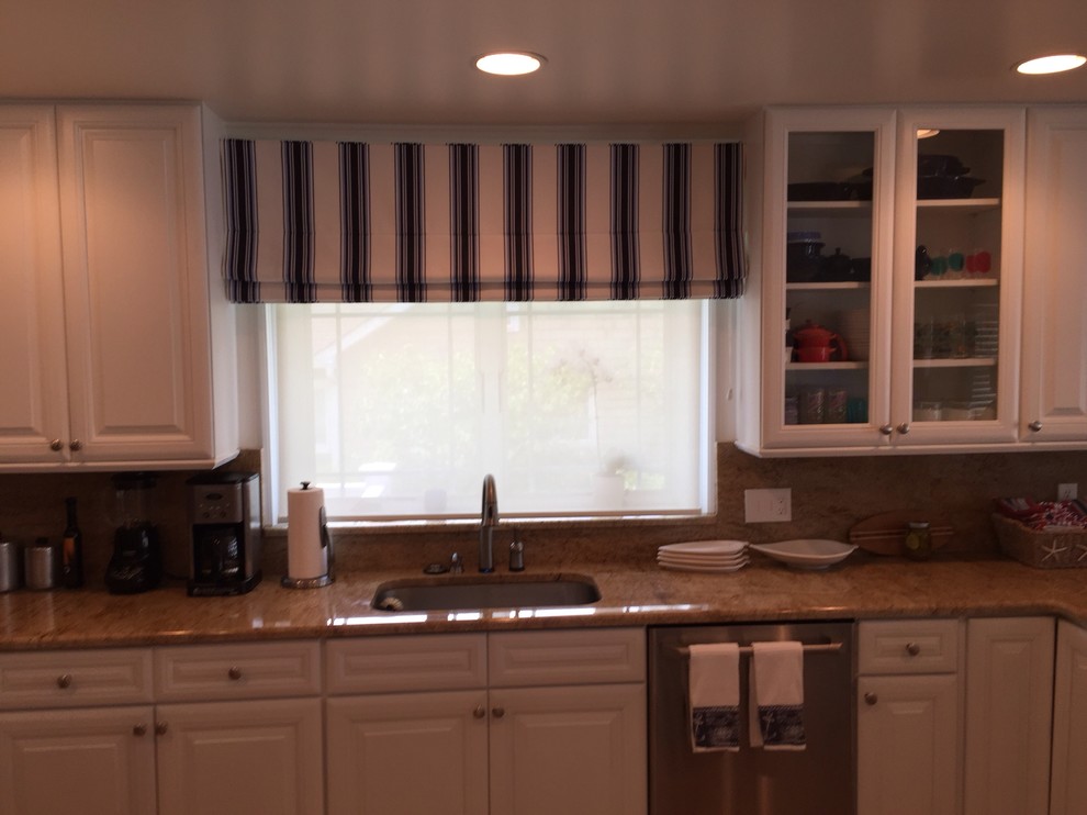 Kitchen. Ralph Lauren fabric with a solar shade behind.
