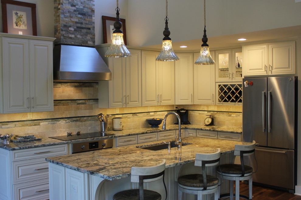 Example of a minimalist kitchen design in Jacksonville with granite countertops