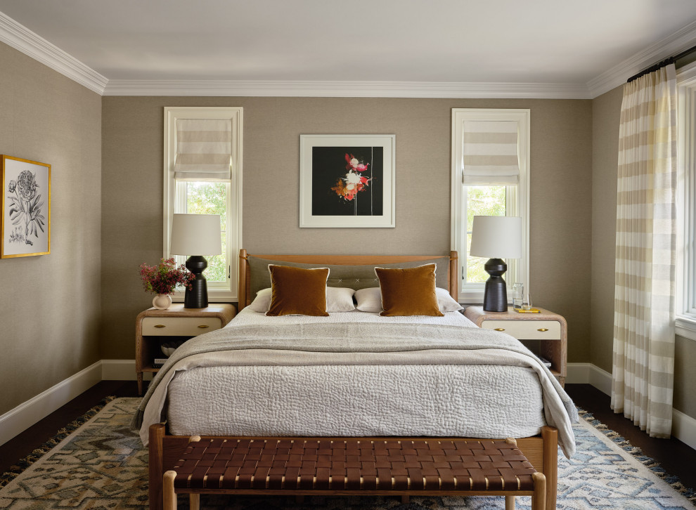 Example of a transitional bedroom design in San Francisco