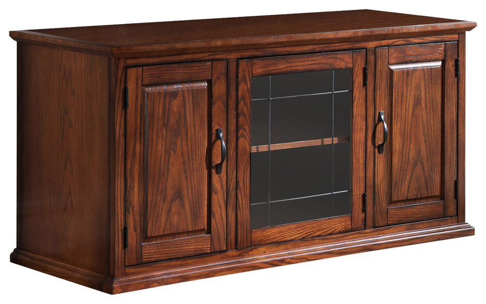 Leaded Glass 50" TV Stand Traditional Entertainment Centers And Tv