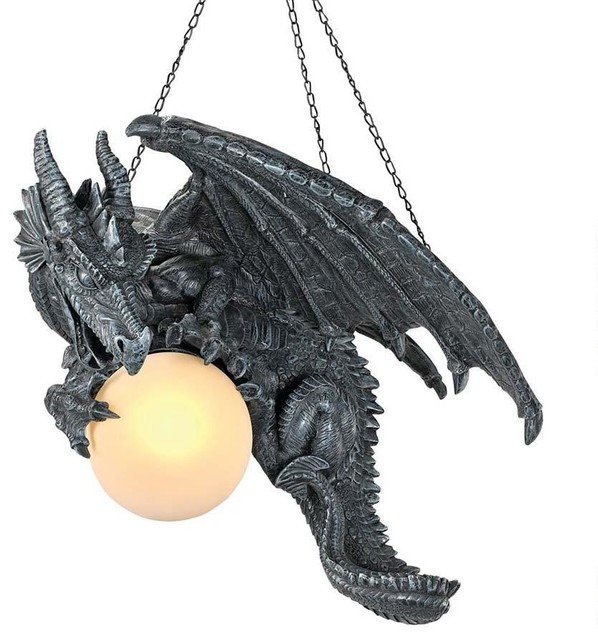 Aerial Gothic Medieval Dragon Sculpture Ceiling Lamp Transitional Flush Mount Lighting By Xoticbrands Home Decor Houzz - Gothic Flush Mount Ceiling Light