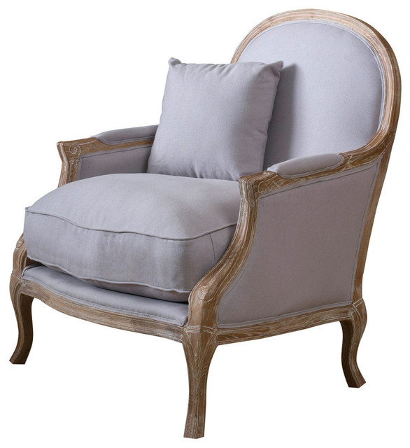 GDF Studio Lennon Weathered Hardwood Fabric Arm Chair