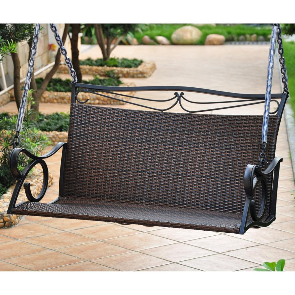 Valencia Resin Wicker/Steel Loveseat Swing Contemporary Porch