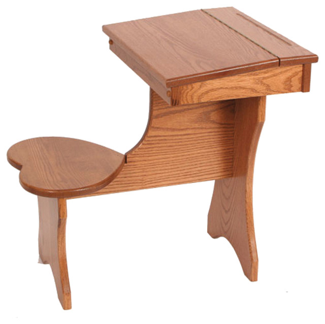 Amish Made Oak Toddler Size Lift Top Desk With Attached Heart