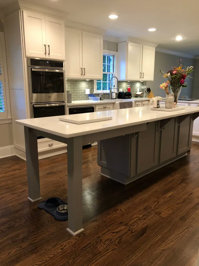 custom kitchen and includes drawer for pet plate