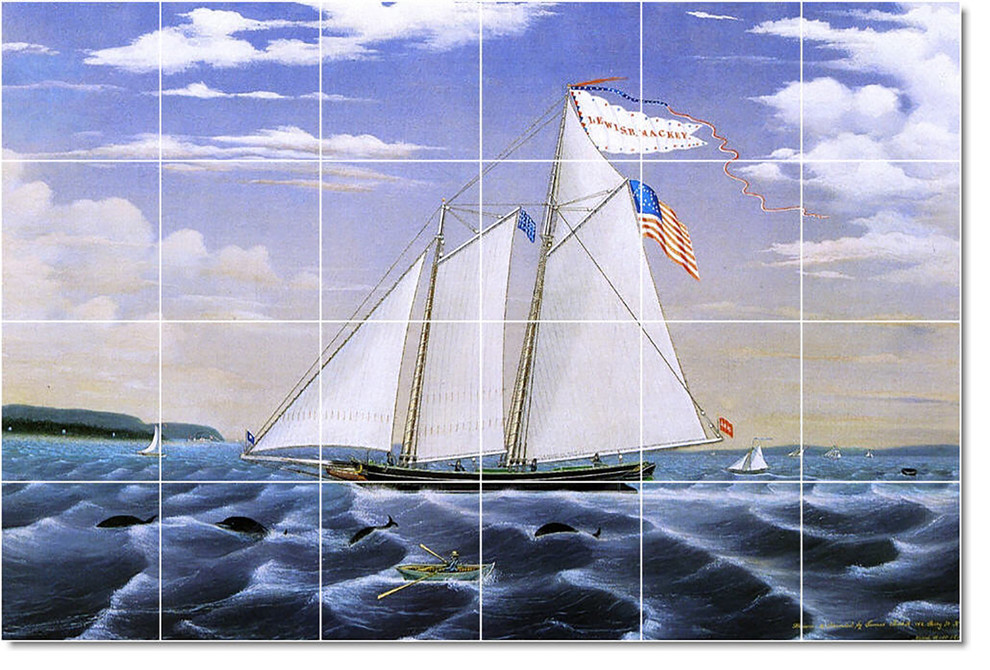 James Bard Ship Boat Painting Ceramic Tile Mural #73, 25.5"x17"