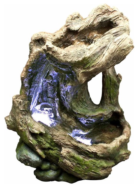 Alpine Corp. WIN454S Curved Log Rainforest Fountain, Small