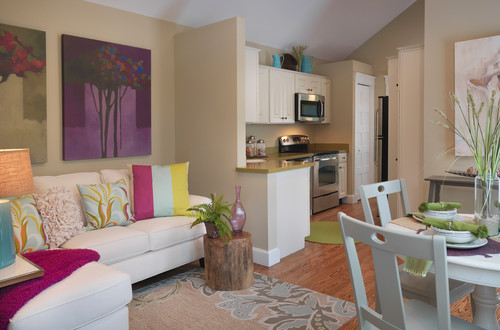 Small, colorful, open floor plan