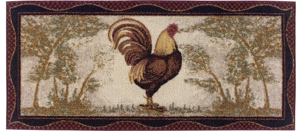 Cozy Cabin Rustic Lodge  Kitchen Accent Rug, 20"x44", Tall Rooster