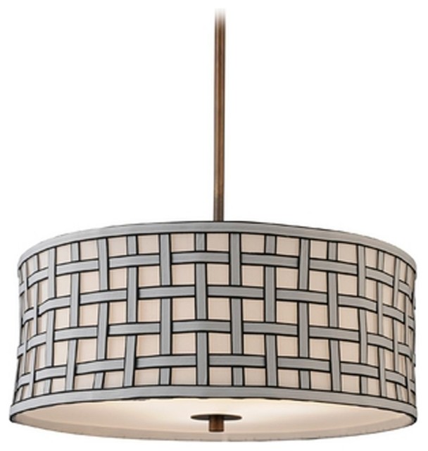 Contemporary Drum Shade Pendant Light In Bronze Finish Contemporary Drum Shade Pendant Light In Bronze Finish