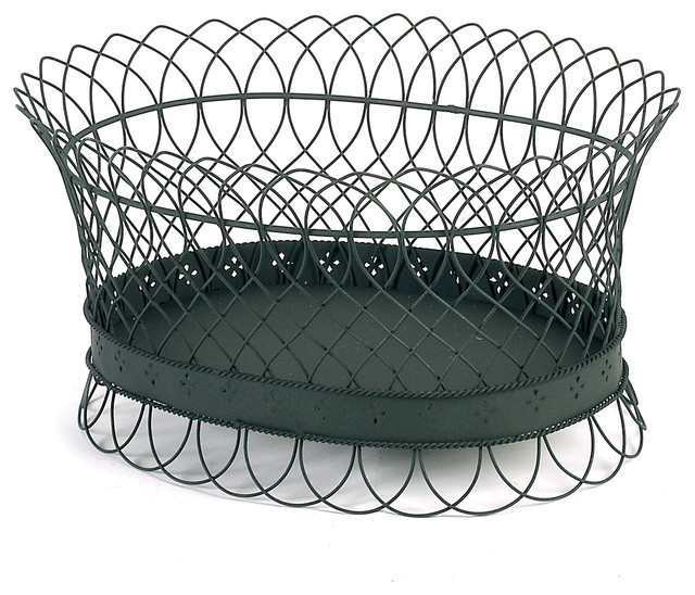 Wire Basket Oval Small Black Traditional Baskets by Campo de' Fiori