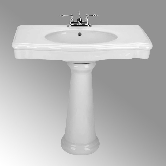 Darbyshire Pedestal Bathroom Sink White with Centerset Faucet Holes and