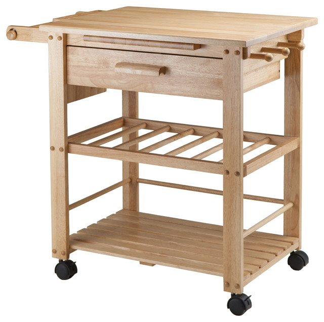 Winsome Wood Traditional Natural Solid Cart Transitional Winsome Wood Traditional Natural Solid Cart