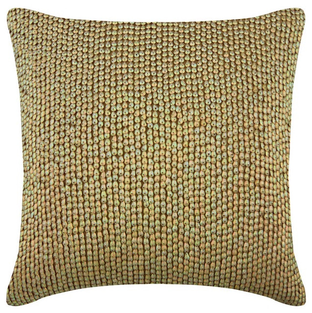 Gold 14"x14" Pillow Cover, Silk, Abstract, Gold Charmer