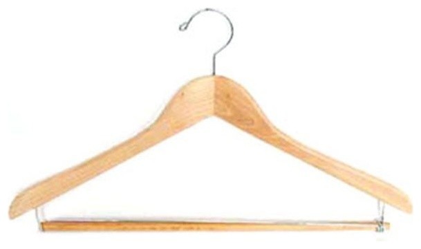Proman Suit Hanger with Lock Bar Natual Lacquer, 50 Pieces-Case