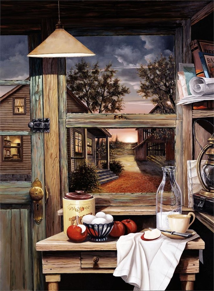"Through My Window" Canvas Painting by H. Hargrove, 30"x40", 30"x40" Farmhouse Paintings