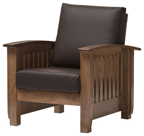 Charlotte Mission Style Brown Faux Leather Lounge Chair - Craftsman -  Armchairs And Accent Chairs - by HedgeApple | Houzz