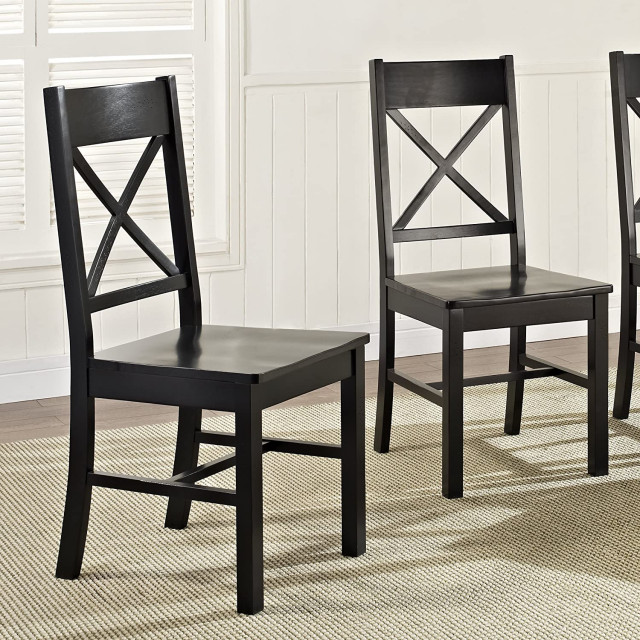 Modern Farmhouse Wood X-Back Kitchen Dining Chairs - Midcentury ...